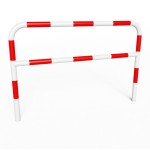 Bariera Drogowa z Poprzeczką 150x150(110) - do Wbetonowania Biała z Czerwonymi Pasami